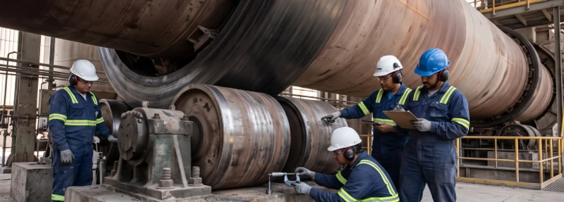Pneus e rolos de apoio do forno rotativo: manutenção